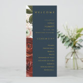 Marsala Autumn Floral | Hochzeitsprogramm der Mari Programm (Stehend Vorderseite)