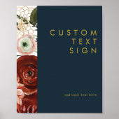 Marsala Autumn Floral | Navy Cards & Gips Custom Poster (Vorne)