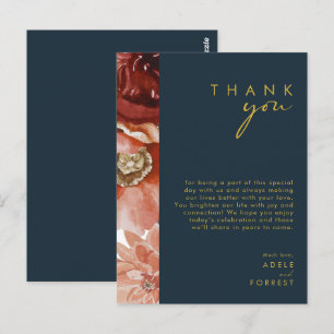 Marsala Autumn Floral   Navy Dankeschön Karte