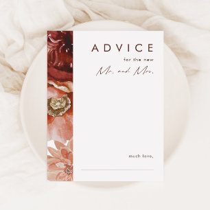 Marsala Autumn Floral   Navy Wedding Advice Card Hinweiskarte
