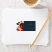 Marsala Autumn Floral | Navy Wedding RSVP Address Adressaufkleber (Insitu)