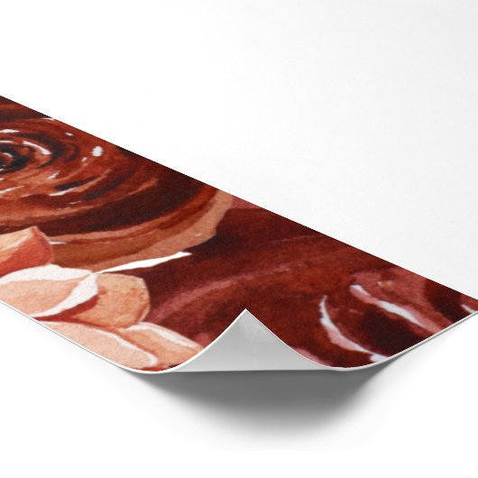 Marsala Autumn Floral | Weiße Karten und Geschenke Poster (Ecke)