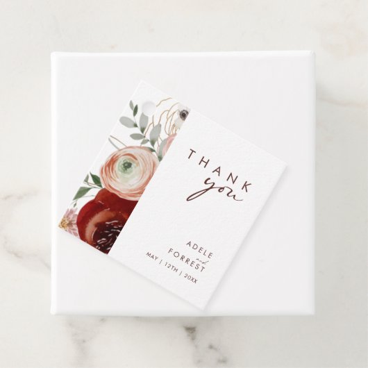 Marsala Autumn Floral | Weißer Dank Geschenkanhänger (Beispiel)