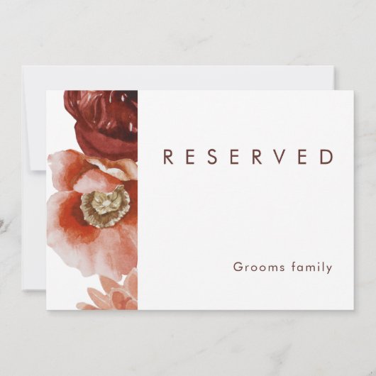 Marsala Autumn Floral | Weißes Zeichen (Rückseite)