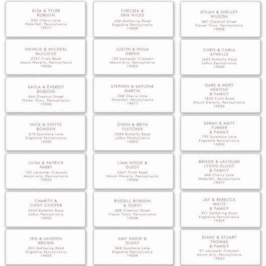 Marsala Autumn Floral | White Guest Address Labels (Vorderseite)