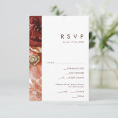 Marsala Autumn Floral White Menü RSVP Card (Stehend Vorderseite)
