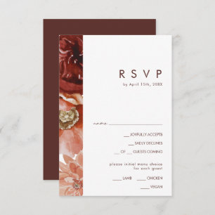 Marsala Autumn Floral White Menü RSVP Card