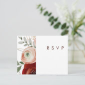 Marsala Autumn Floral White Menü RSVP Card Postkarte (Stehend Vorderseite)