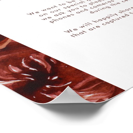 Marsala Autumn Floral | White Unplugony Zeremony Poster (Ecke)