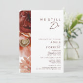 Marsala Autumn Floral | White we Do Renewal Einladung (Stehend Vorderseite)