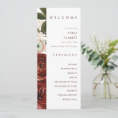 Marsala Autumn Floral | White Wedding Program Programm (Stehend Vorderseite)