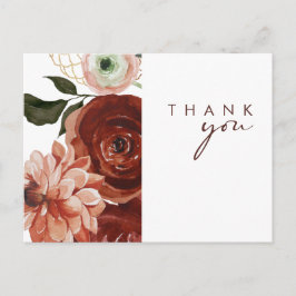 Marsala Autumn Floral | White Wedding Vielen Dank Postkarte