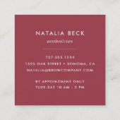 Marsala Berry Botanical Wreath Quadratische Visitenkarte (Rückseite)