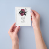 Marsala, Black and Silver Floral Gothic Wedding Flyer (Gruppe)