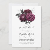 Marsala, Black and Silver Floral Virtual Wedding Einladung (Vorderseite)