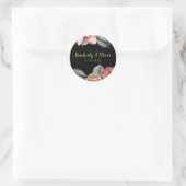 Marsala Black Floral Wedding Einladung Runder Aufkleber (Tasche)