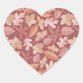 Marsala-Blätter Herz-Aufkleber