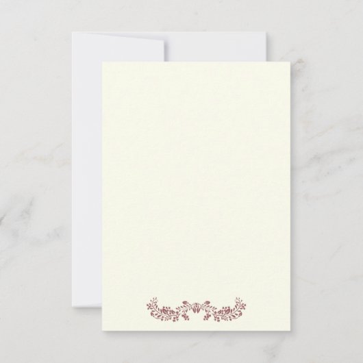 Marsala Blattwerk Rahmen Hochzeit RSVP (Rückseite)