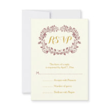 Marsala Blattwerk Rahmen Hochzeit RSVP