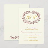 Marsala Blattwerk Rahmen Hochzeit RSVP Karte (Vorne/Hinten)