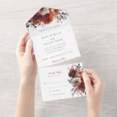 Marsala Bloom Tear-Away UAWG Wedding All In One Einladung (Abreißen)