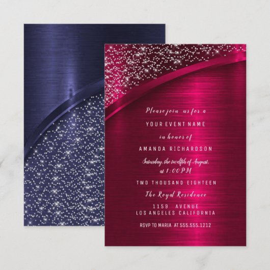 Marsala Blue Nav Brautparty Geburtstag Sweet 16. Einladung (Vorne/Hinten)