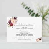 Marsala Blume Brautparty Hochzeiten Details Begleitkarte (Stehend Vorderseite)