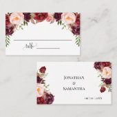 Marsala Blume Brautparty Wedding Flat Platzkarte (Vorne/Hinten)