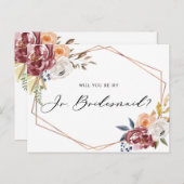 Marsala Blume Geometric Junior Bridesmaid Card Einladungspostkarte (Vorne/Hinten)