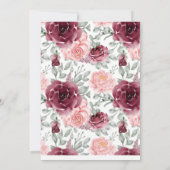 Marsala-Blume Hochzeit zum Jahrestag der Erneuerun Einladung (Rückseite)