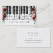 Marsala-Blume-Musiklehrerin Visitenkarte (Vorne/Hinten)