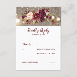 Marsala Blume Rustic Wedding RSVP Karte