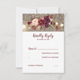 Marsala Blume Rustic Wedding RSVP Karte