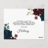 Marsala-Blume Rustikale Bridesmaid-Vorschlag Postkarte (Rückseite)