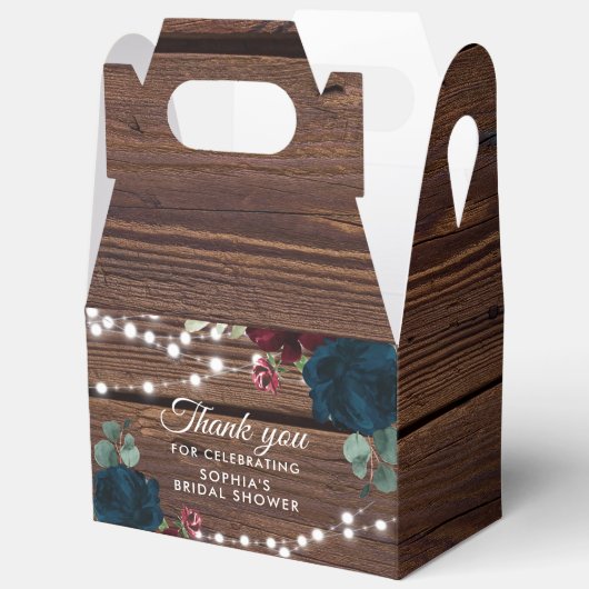 Marsala-Blume Rustikales Brautparty V2 Geschenkschachtel (Offen)