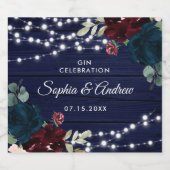 Marsala-Blume Rustikales Holzliquor-Label Alkoholflaschenetikett (Einzelnes Label)