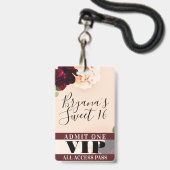 Marsala Blume & String Lights Sweet 16 VIP Pass Ausweis (Rückseite mit Schlüsselband)