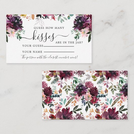 Marsala Blume Wie viele Kisses Showspielkarte Platzkarte (Vorne/Hinten)