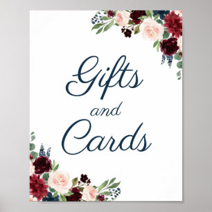 Marsala-Blumengeschenke und Karten Tafelschild Poster