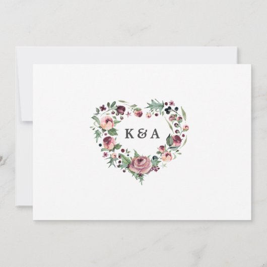 Marsala-Blumenkranz-Verlobung Einladung (Rückseite)