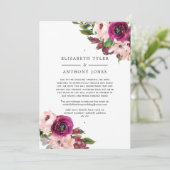 Marsala & Blush Bloral Wedding Reduced Guest List Ankündigung (Stehend Vorderseite)
