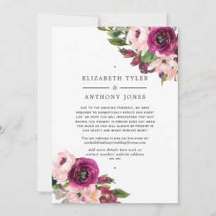Marsala & Blush Bloral Wedding Reduced Guest List Ankündigung