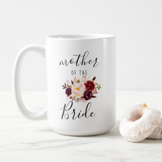 Marsala Blush Boho Mutter der Bride Geschenk 15 oz Kaffeetasse (Mit Donut)