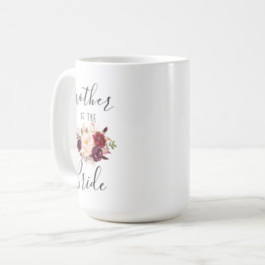 Marsala Blush Boho Mutter der Bride Geschenk 15 oz Kaffeetasse (Vorderseite Links)