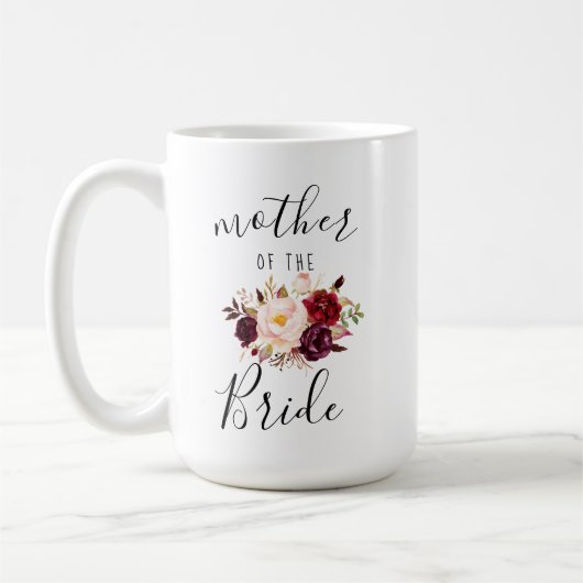 Marsala Blush Boho Mutter der Bride Geschenk 15 oz Kaffeetasse (Links)