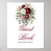 Marsala-Blush-Burgunder-Gästebuch-Tischschild Poster (Vorne)