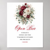 Marsala Blush Burgundy Open Bar 8x10 Schild (Vorne)