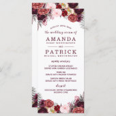 Marsala Blush Burgundy Peony Wedding Menu Cards Menükarte (Vorne/Hinten)