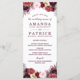 Marsala Blush Burgundy Peony Wedding Menu Cards Menükarte