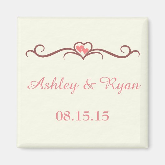 Marsala, Blush & Ivory Custom Square Magnet (Vorne)